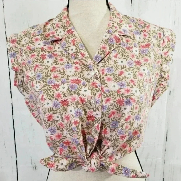 Vintage Wrangler Tie Front Floral Crop Top - Picture 1 of 7